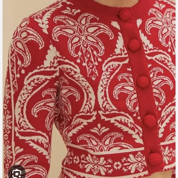 FARM Rio Red Romantic Garden Intarsia Cardigan - Picture 3 of 8